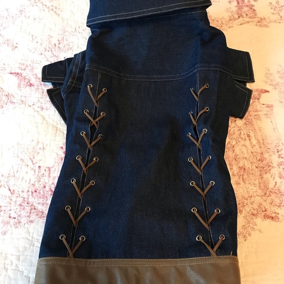 NWOT Casual Canine Denim Jacket with Faux Leather Trim - Picture 1 of 7